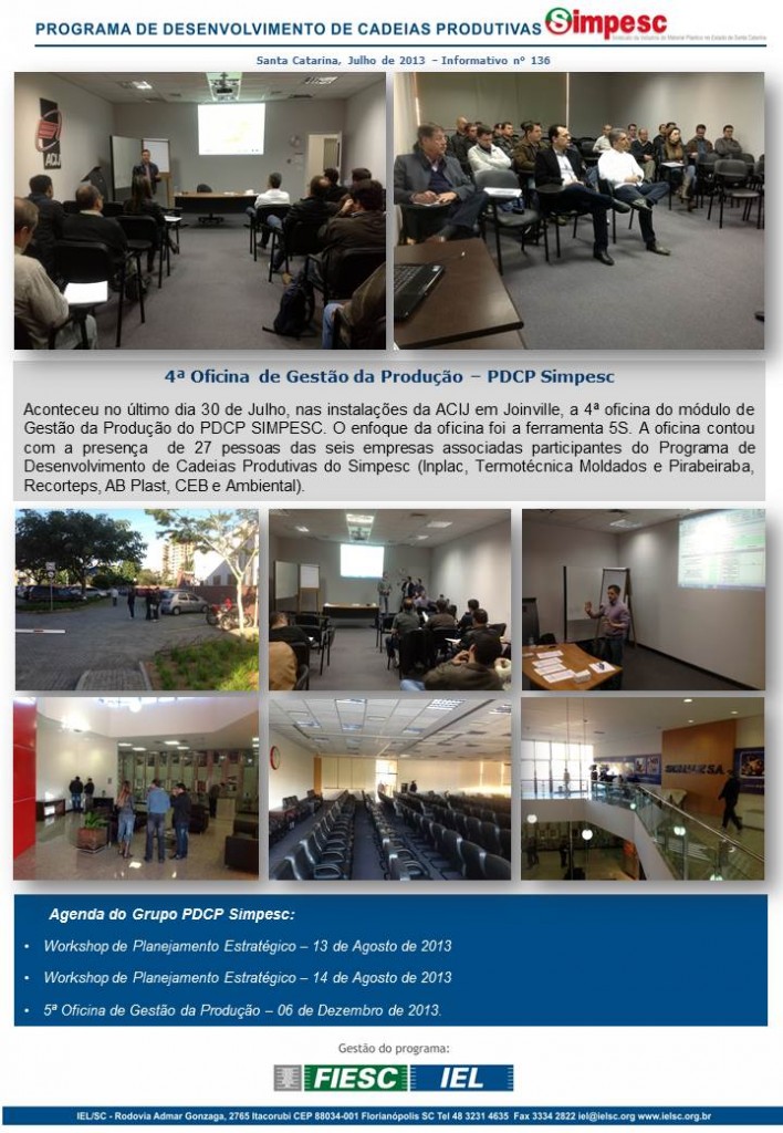 Informativo PDCP Simpesc 4a Oficina Produção – 30.07.2013