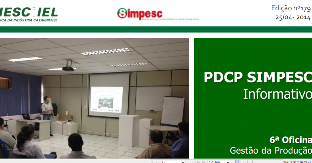 6ª Oficina Gestão da Produção e Oficina de Encerramento – PDCP SIMPESC – IEL/SC