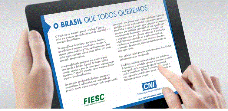 FIESC e CNI LANÇAM MANIFESTO “O Brasil que todos queremos”