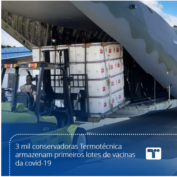 TERMOTÉCNICA – As conservadoras Termotécnica estão sendo utilizadas para transportar o primeiro lote da vacina CoronaVac, cerca de 3 mil unidades enviadas aos estados.